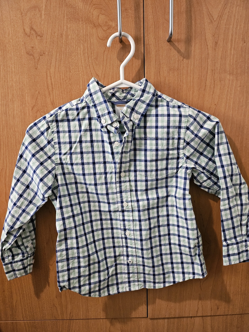 Gymboree Navy Blue and Green Plaid Button-Down Shirt